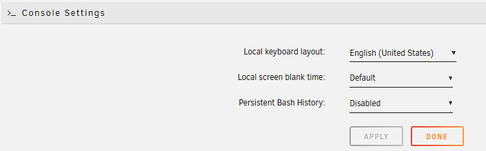 Configuraciones de Consola